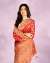 Mohey Women Flaming Red Elegance Saree