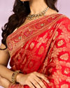 Mohey Women Flaming Red Elegance Saree