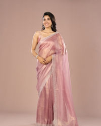 Mohey Women Purple Dazzle Organza Saree