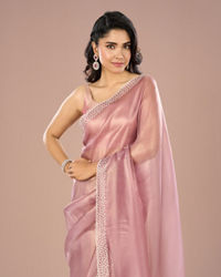 Mohey Women Purple Dazzle Organza Saree