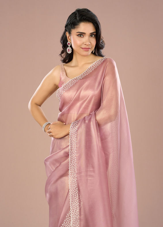 Mohey Women Purple Dazzle Organza Saree