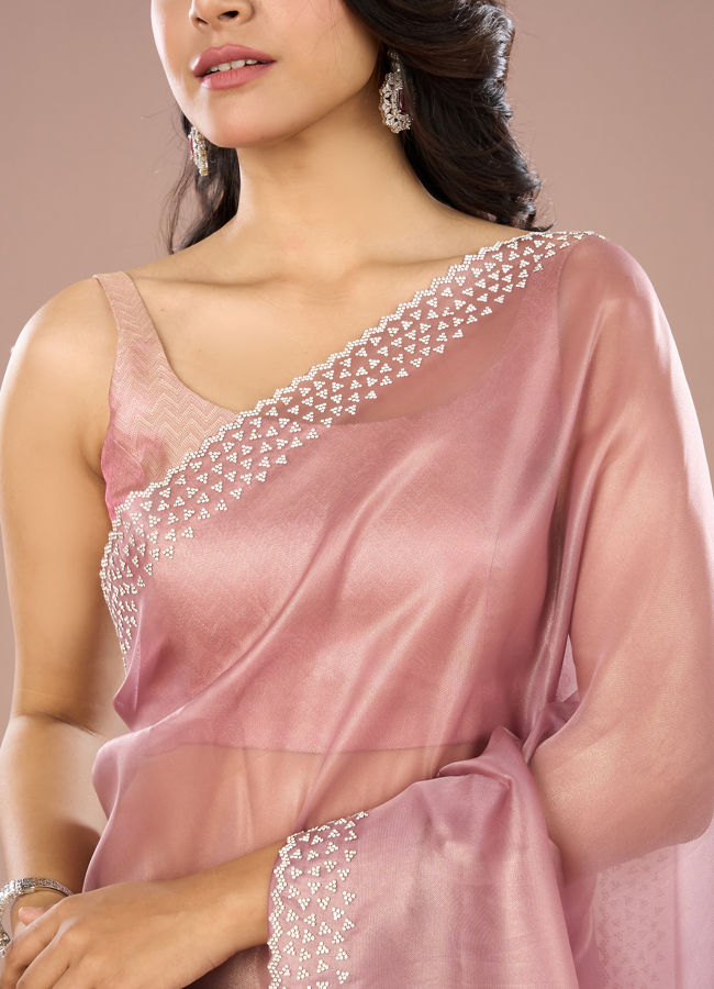 Mohey Women Purple Dazzle Organza Saree
