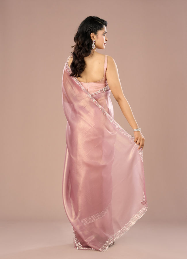 Mohey Women Purple Dazzle Organza Saree