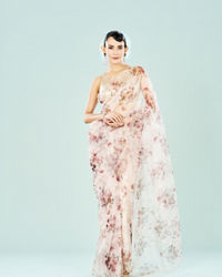 Mohey Women Organza Cream Radiance Saree