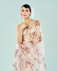 Mohey Women Organza Cream Radiance Saree