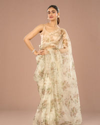 Mohey Women Elegant Emerald Pista Saree