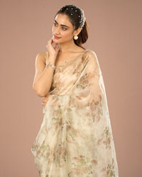Mohey Women Elegant Emerald Pista Saree