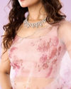 Mohey Women Pink Organza Saree