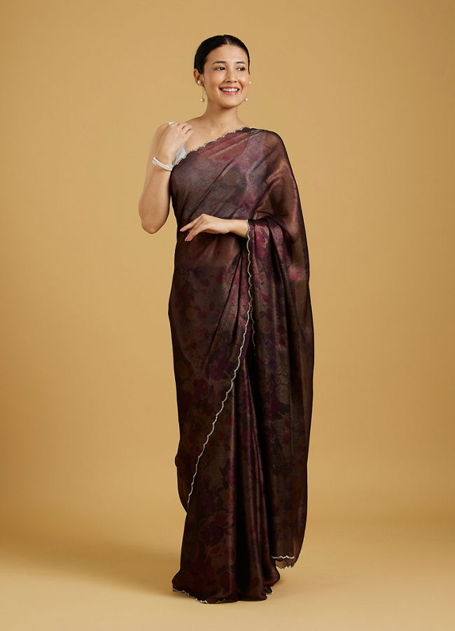 Mohey Women Enchant Wine Chinon Saree