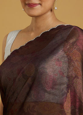 Mohey Women Enchant Wine Chinon Saree image number 3