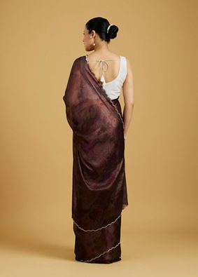 Mohey Women Enchant Wine Chinon Saree image number 4