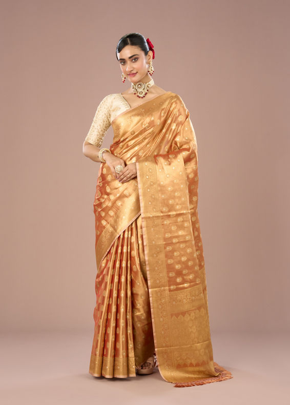 Mohey Women Peach Bliss Traditional Saree