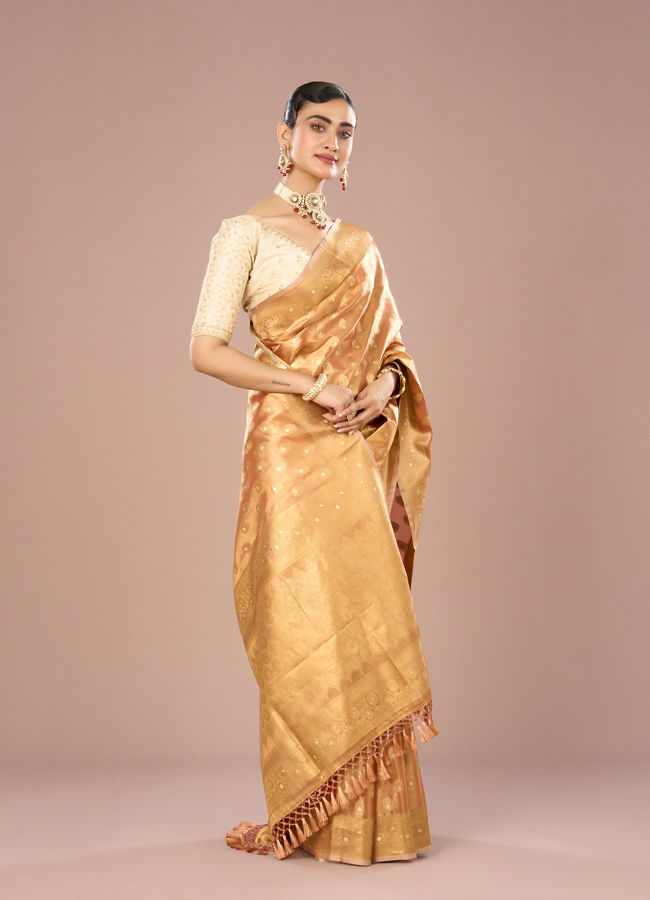 Mohey Women Peach Bliss Traditional Saree