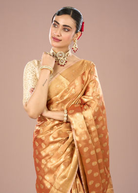 Mohey Women Peach Bliss Traditional Saree