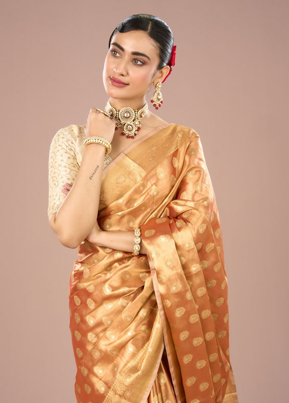 Mohey Women Peach Bliss Traditional Saree