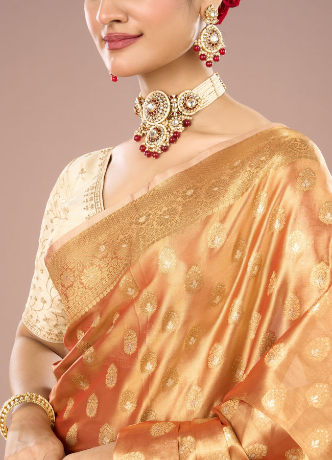 Mohey Women Peach Bliss Traditional Saree