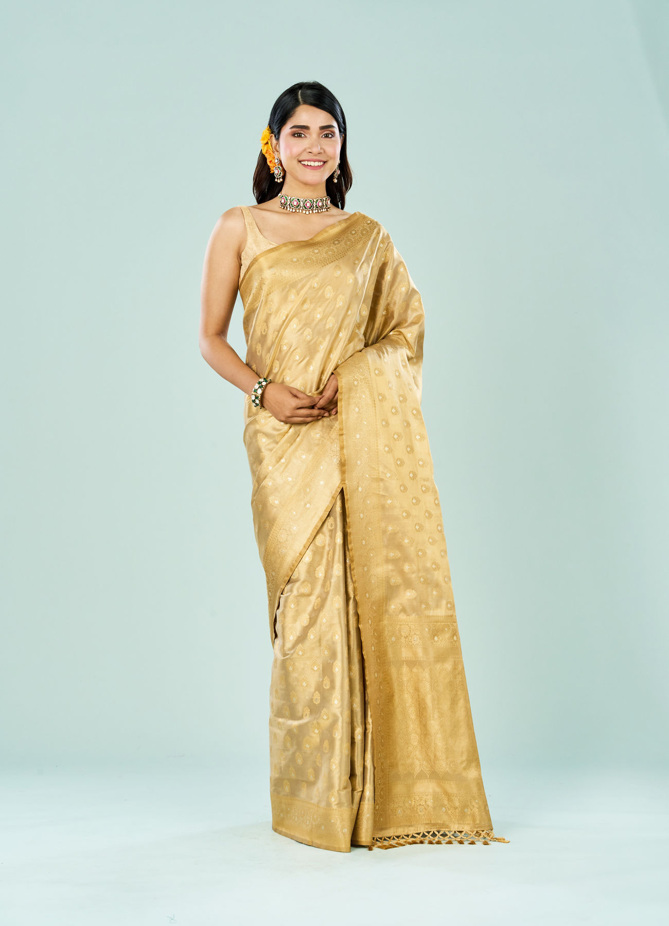 Mohey Women Enchanting Beige Saree