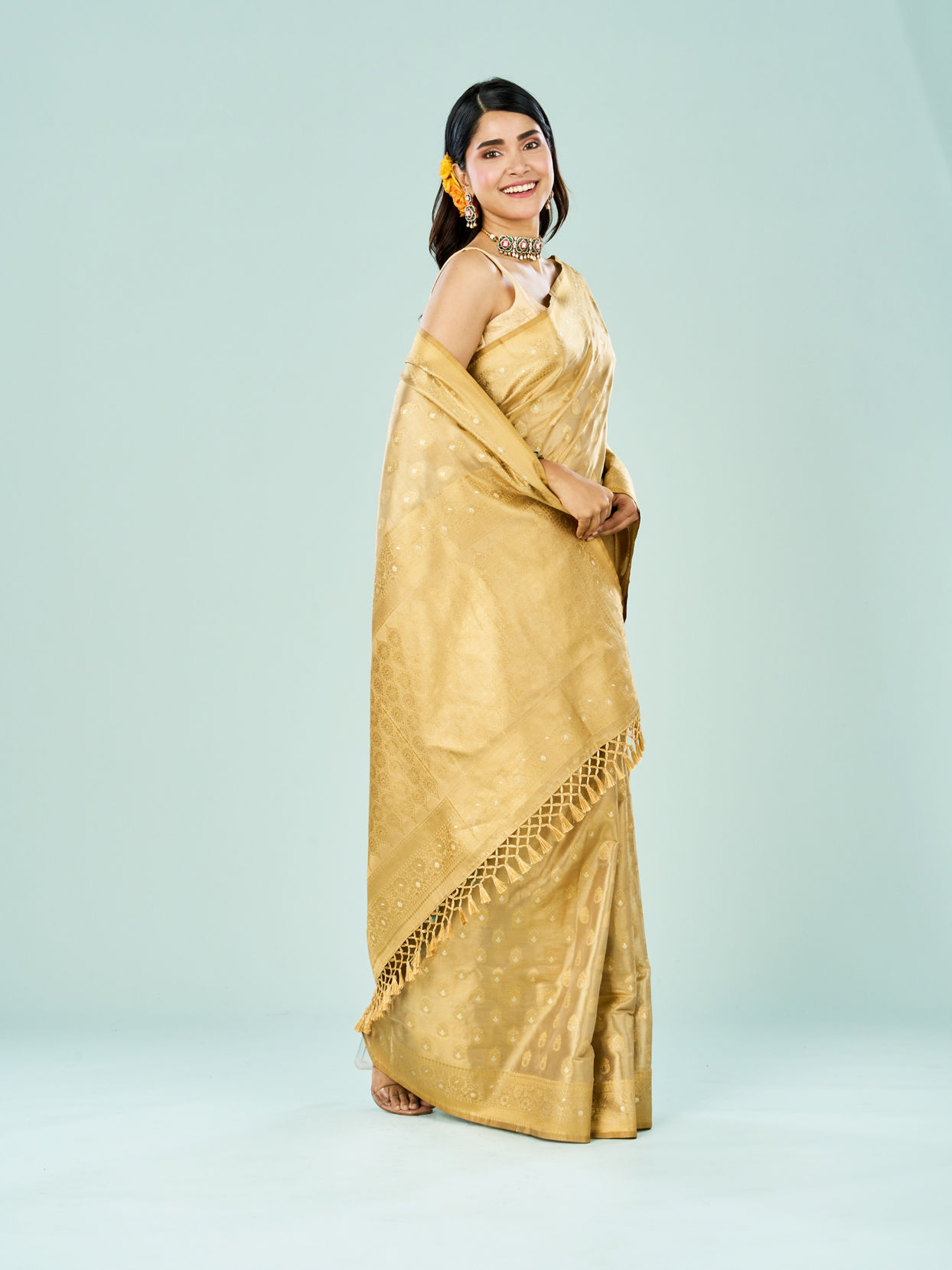 Mohey Women Enchanting Beige Saree