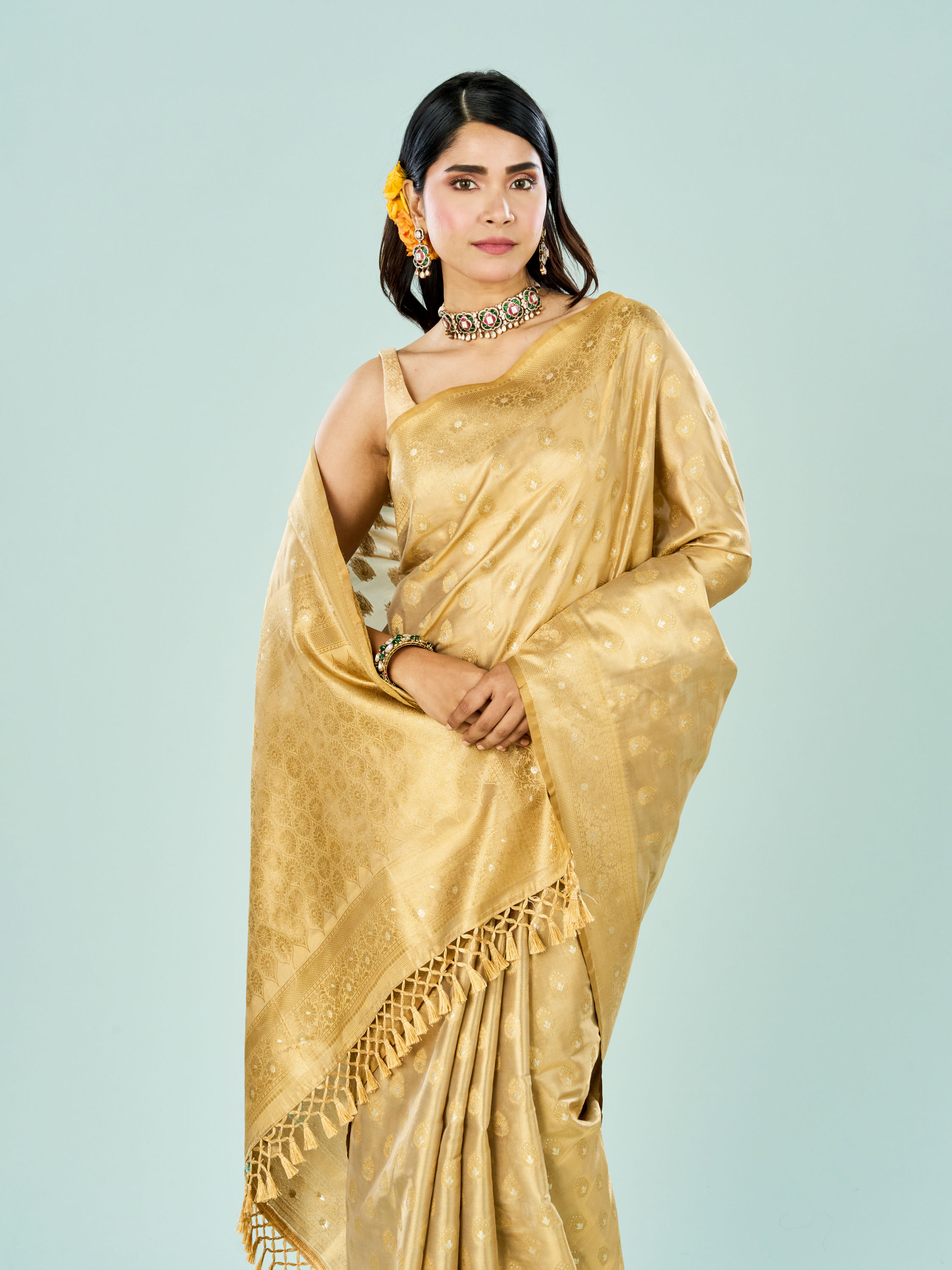 Mohey Women Enchanting Beige Saree