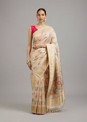Mohey Women Cream Elegance Saree