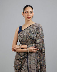 Mohey Women Indigo Blue Georgette Festive Saree