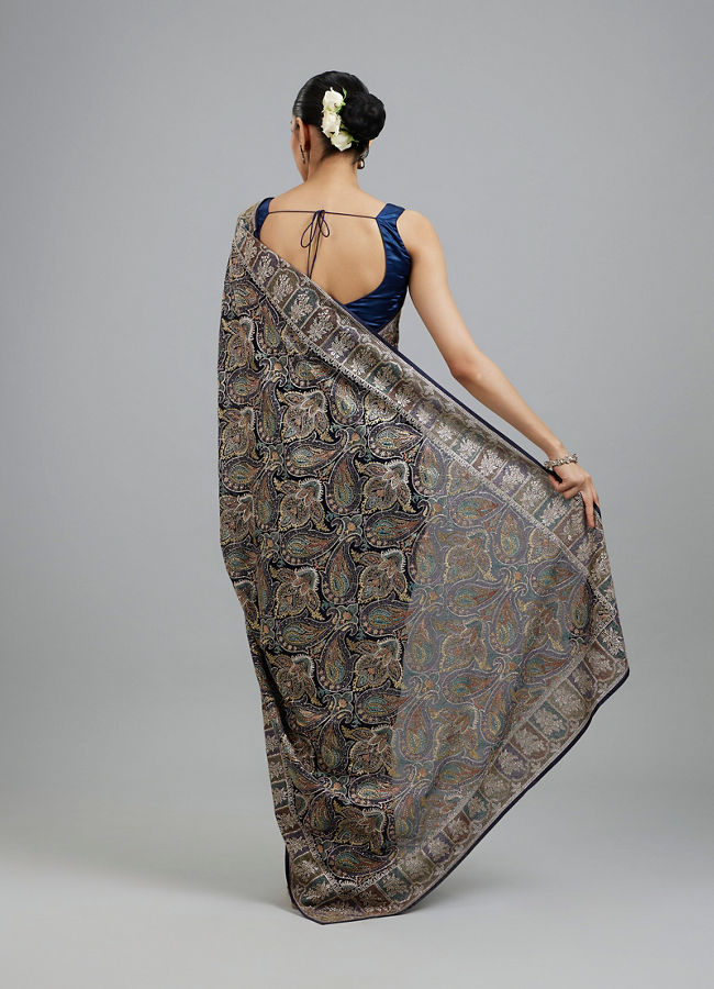 Mohey Women Indigo Blue Georgette Festive Saree