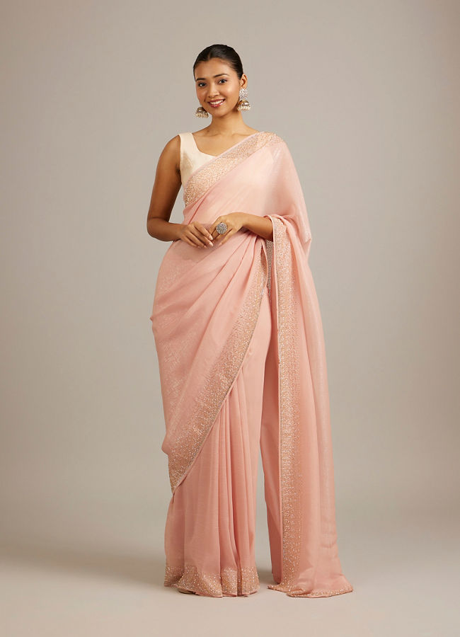Mohey Women Light Pink Elegance Saree