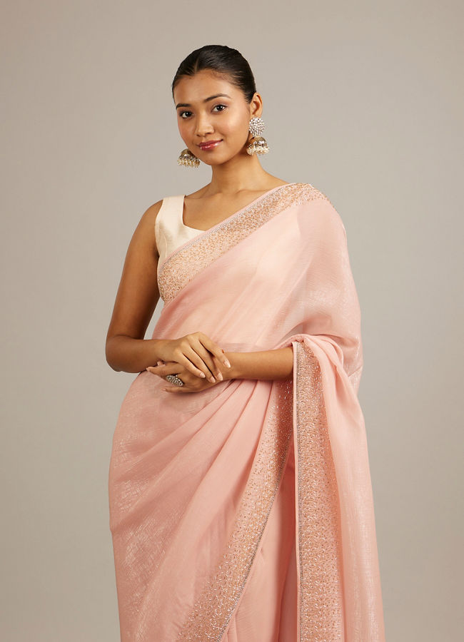 Mohey Women Light Pink Elegance Saree