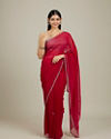 Rani Pink Floral Buta Embroidered Saree with Rhinestone Work