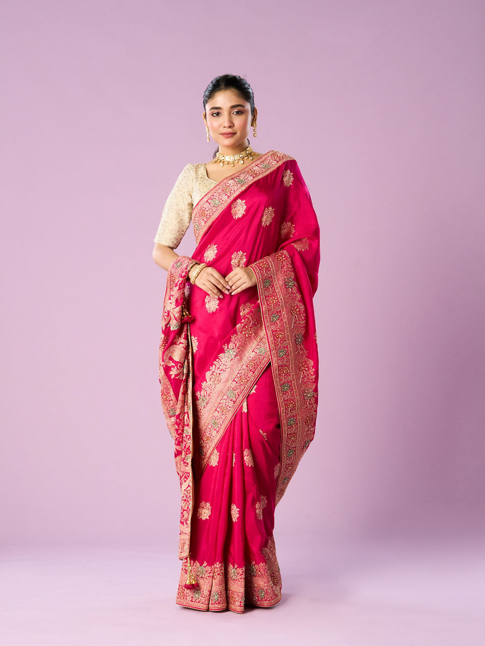 Mohey Women Gorgeous Pink Elegance Saree