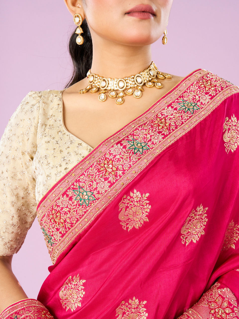 Mohey Women Gorgeous Pink Elegance Saree