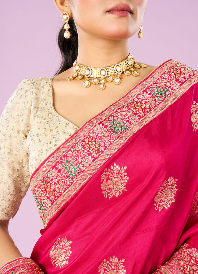 Mohey Women Gorgeous Pink Elegance Saree