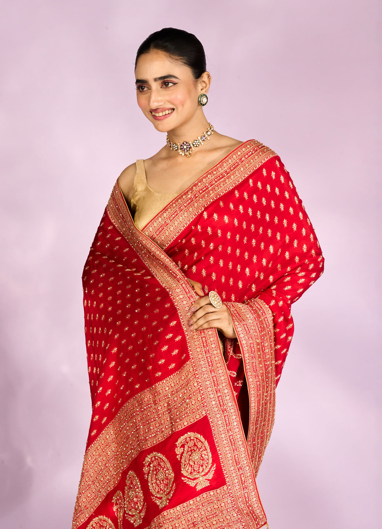 Mohey Women Radiant Red Elegance Saree
