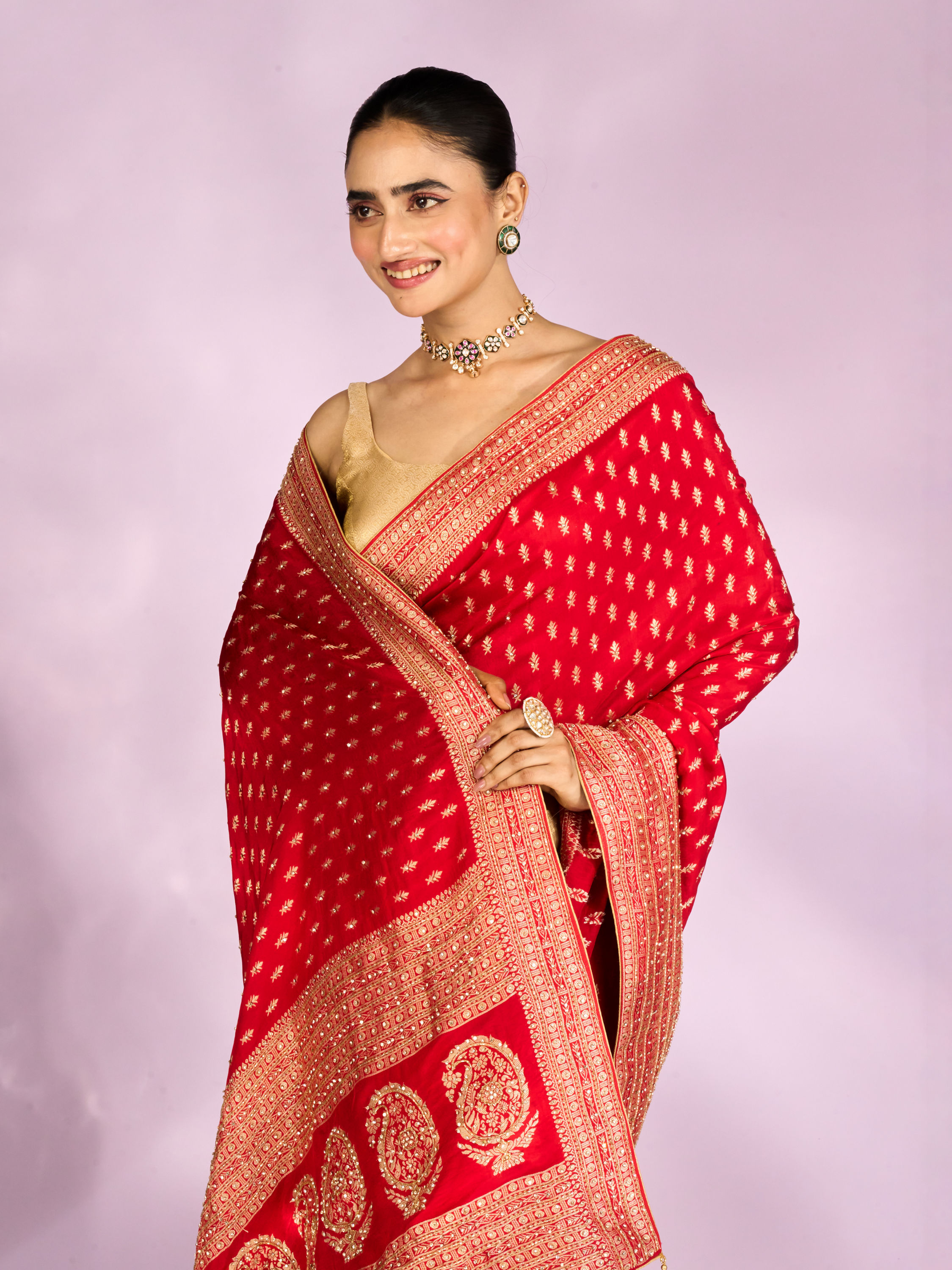 Mohey Women Radiant Red Elegance Saree
