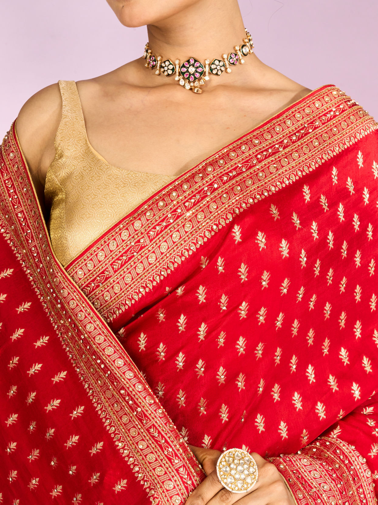 Mohey Women Radiant Red Elegance Saree