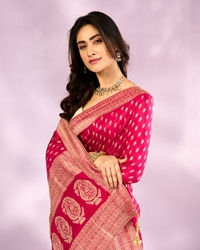 Mohey Women Elegant Rani Pink Saree