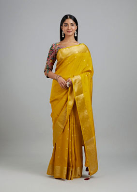 Mohey Women Radiant Mustard Yellow Saree