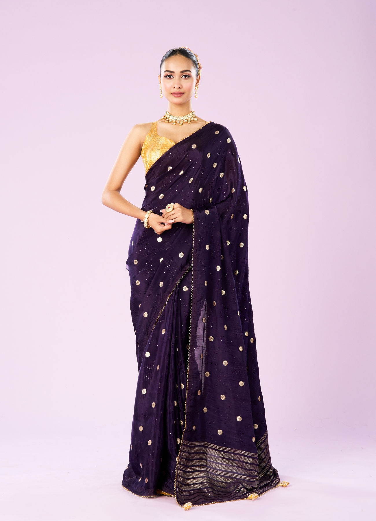 Mohey Women Lavish Royal Purple Saree