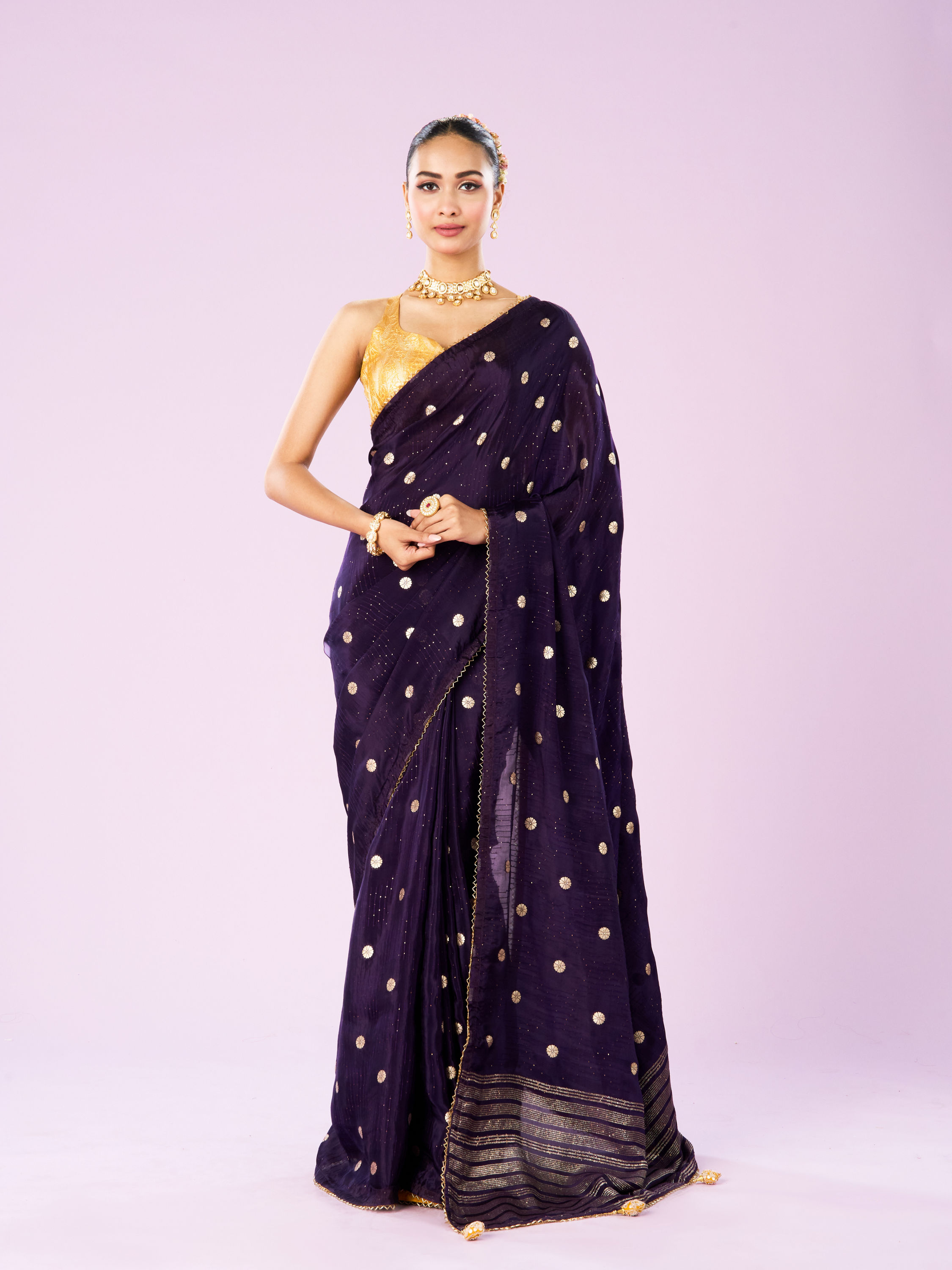 Mohey Women Lavish Royal Purple Saree