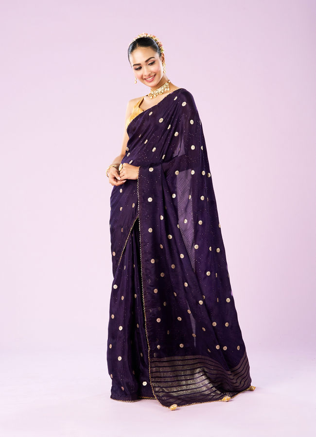 Mohey Women Lavish Royal Purple Saree