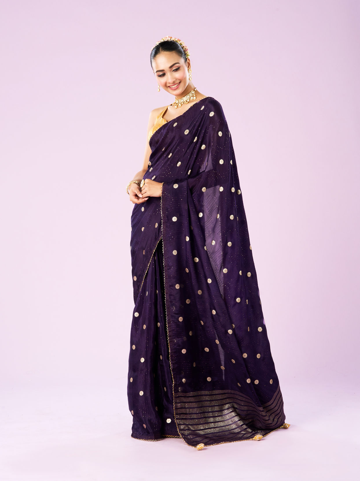 Mohey Women Lavish Royal Purple Saree
