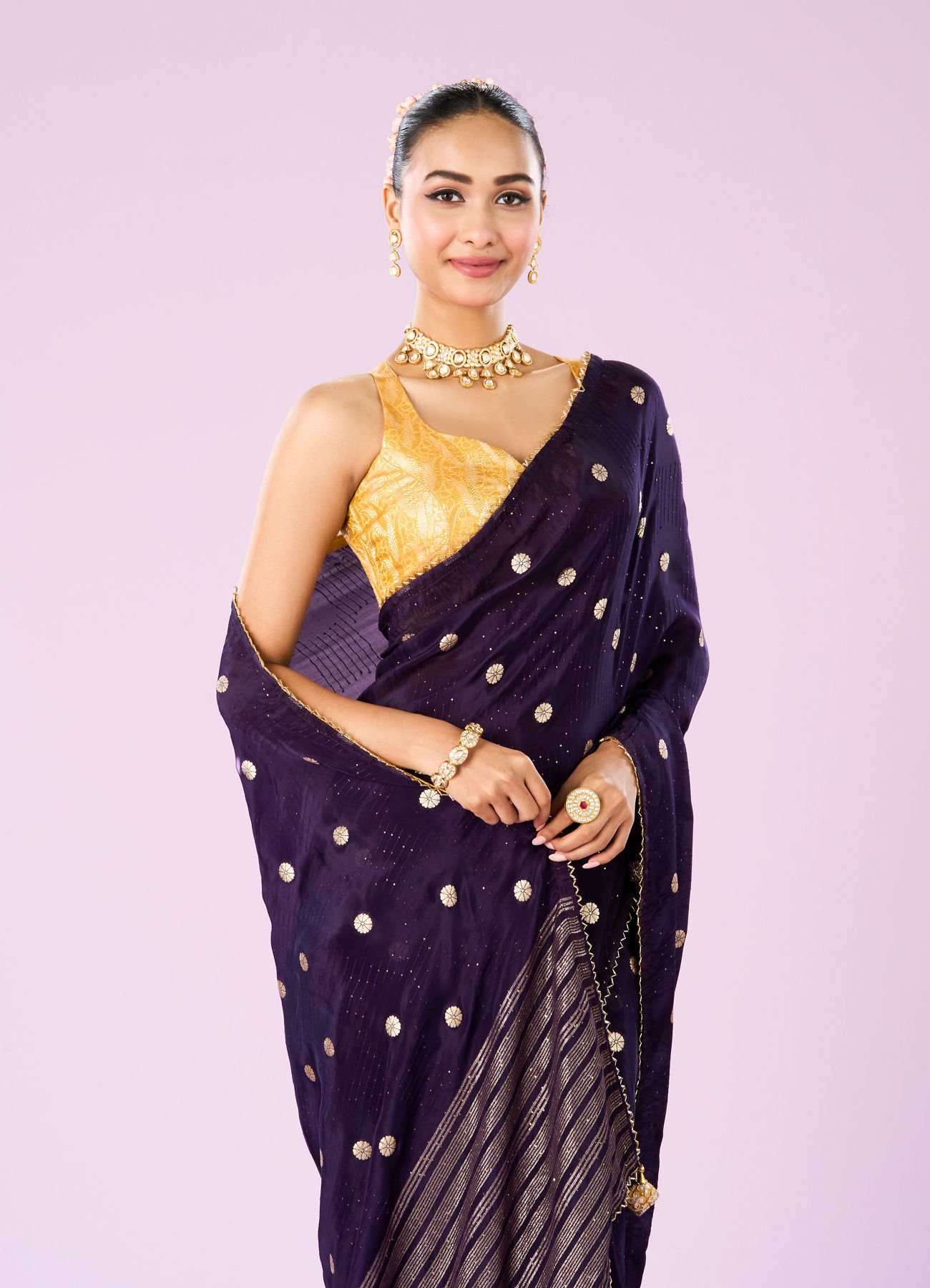 Mohey Women Lavish Royal Purple Saree