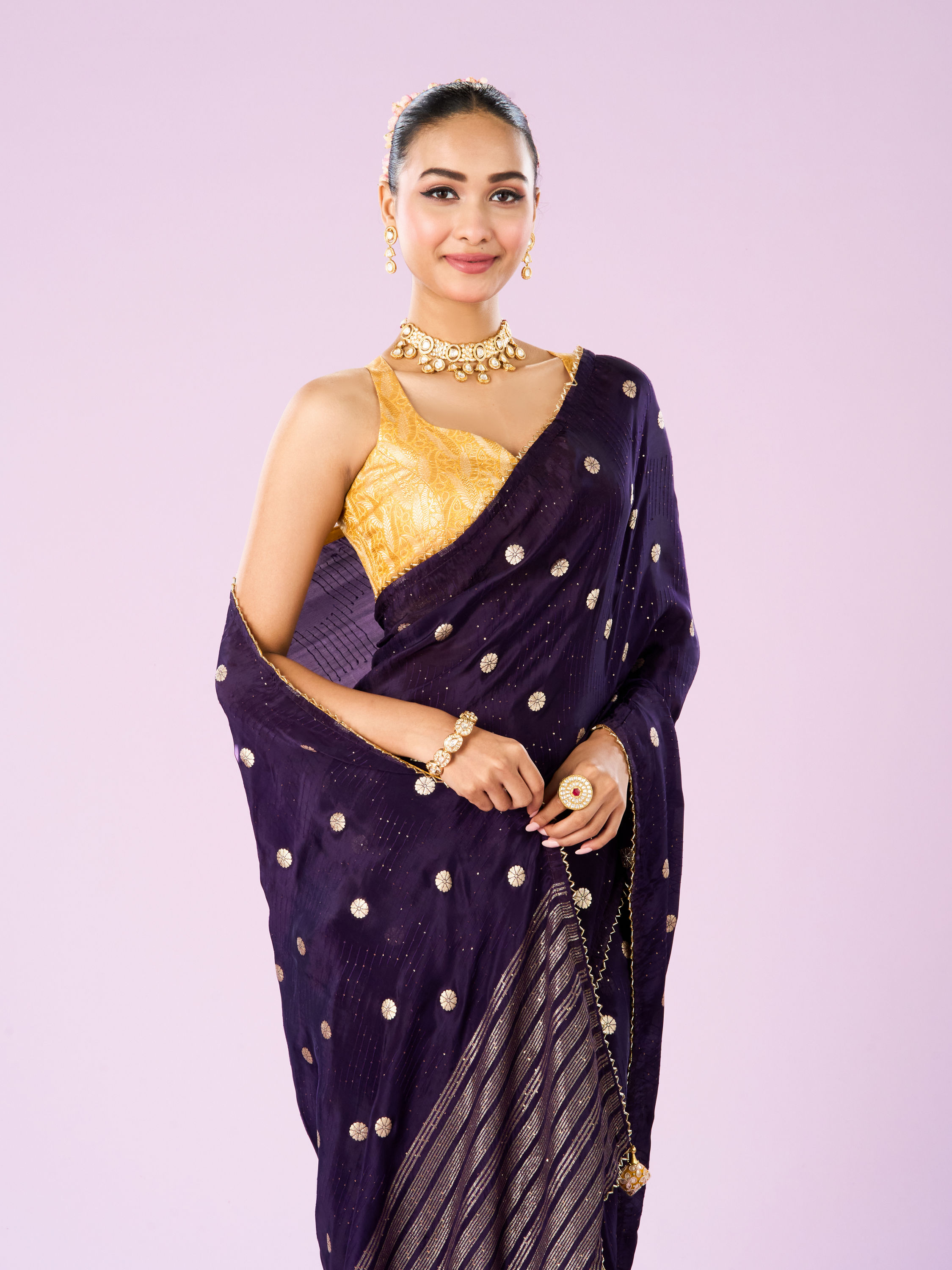 Mohey Women Lavish Royal Purple Saree