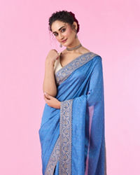 Mohey Women Light Blue Festive Saree