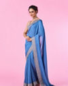 Mohey Women Light Blue Festive Saree