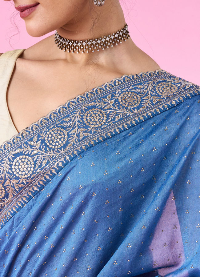 Mohey Women Light Blue Festive Saree