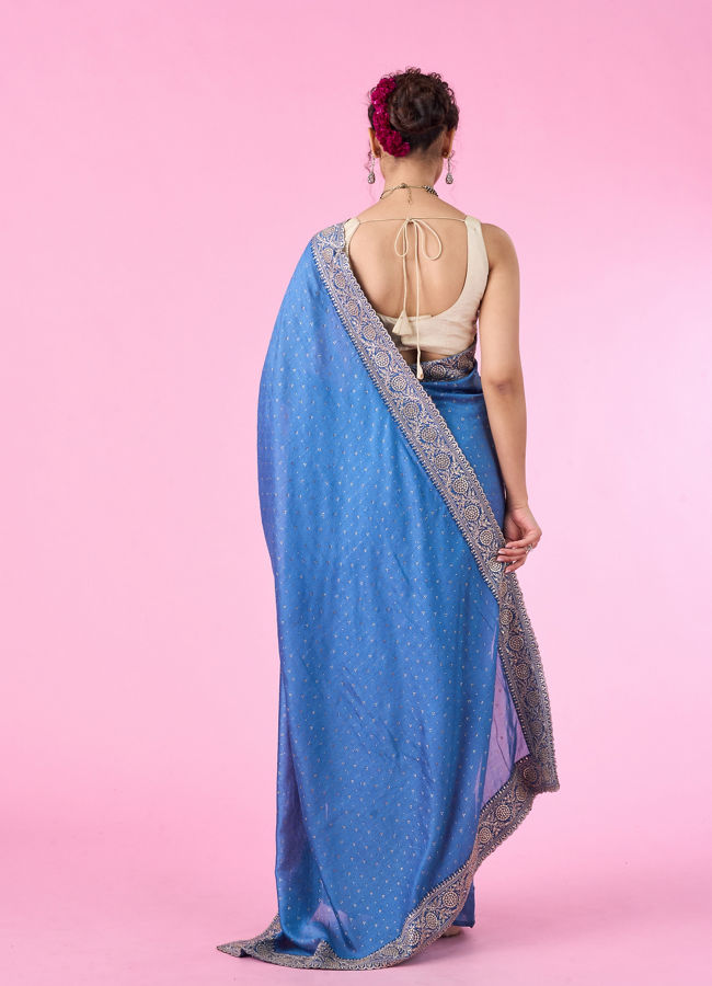 Mohey Women Light Blue Festive Saree