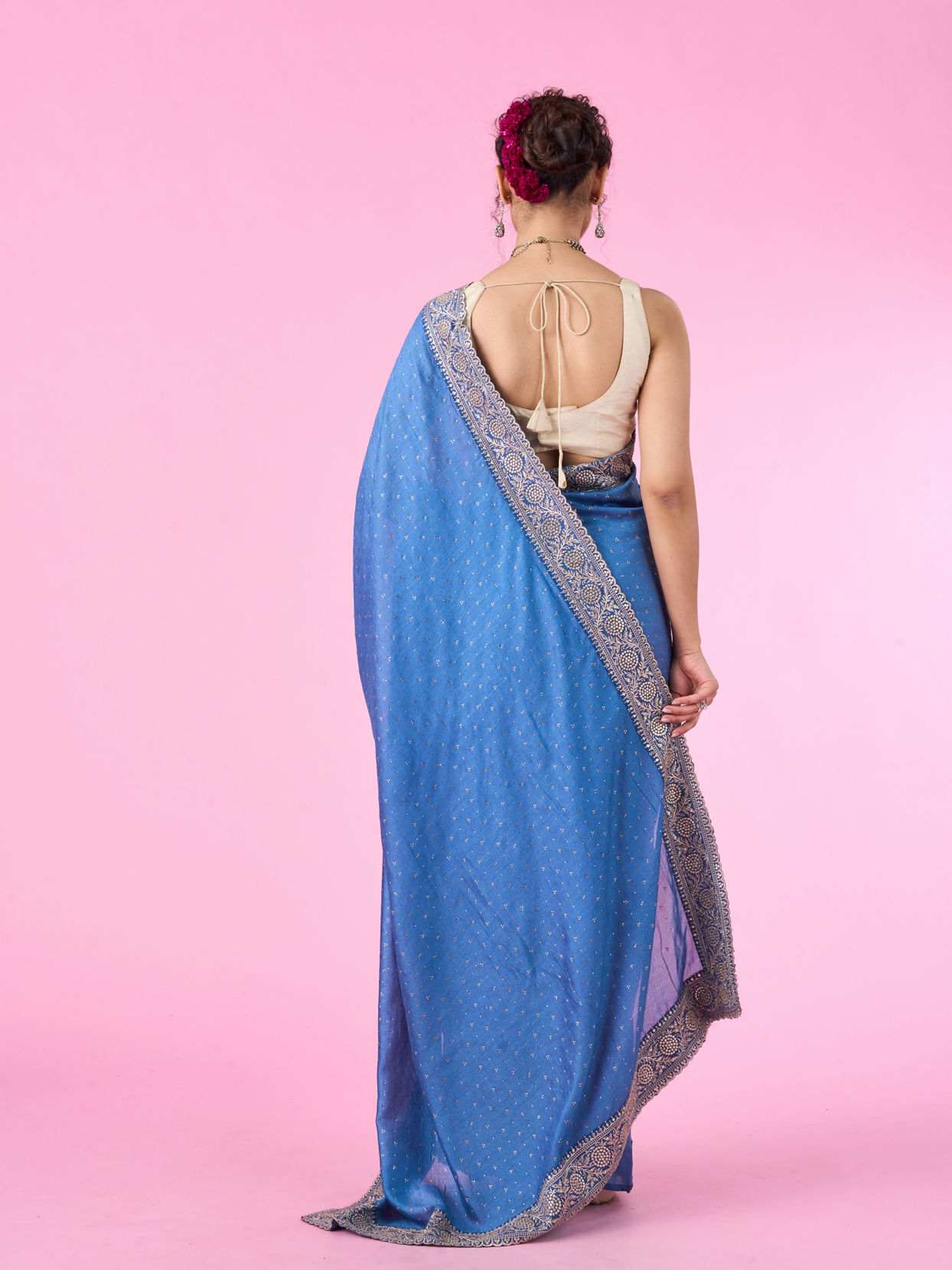 Mohey Women Light Blue Festive Saree