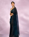 Mohey Women Blue Organza Festive Saree