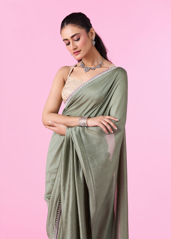 Mohey Women Pista Green Elegant Saree